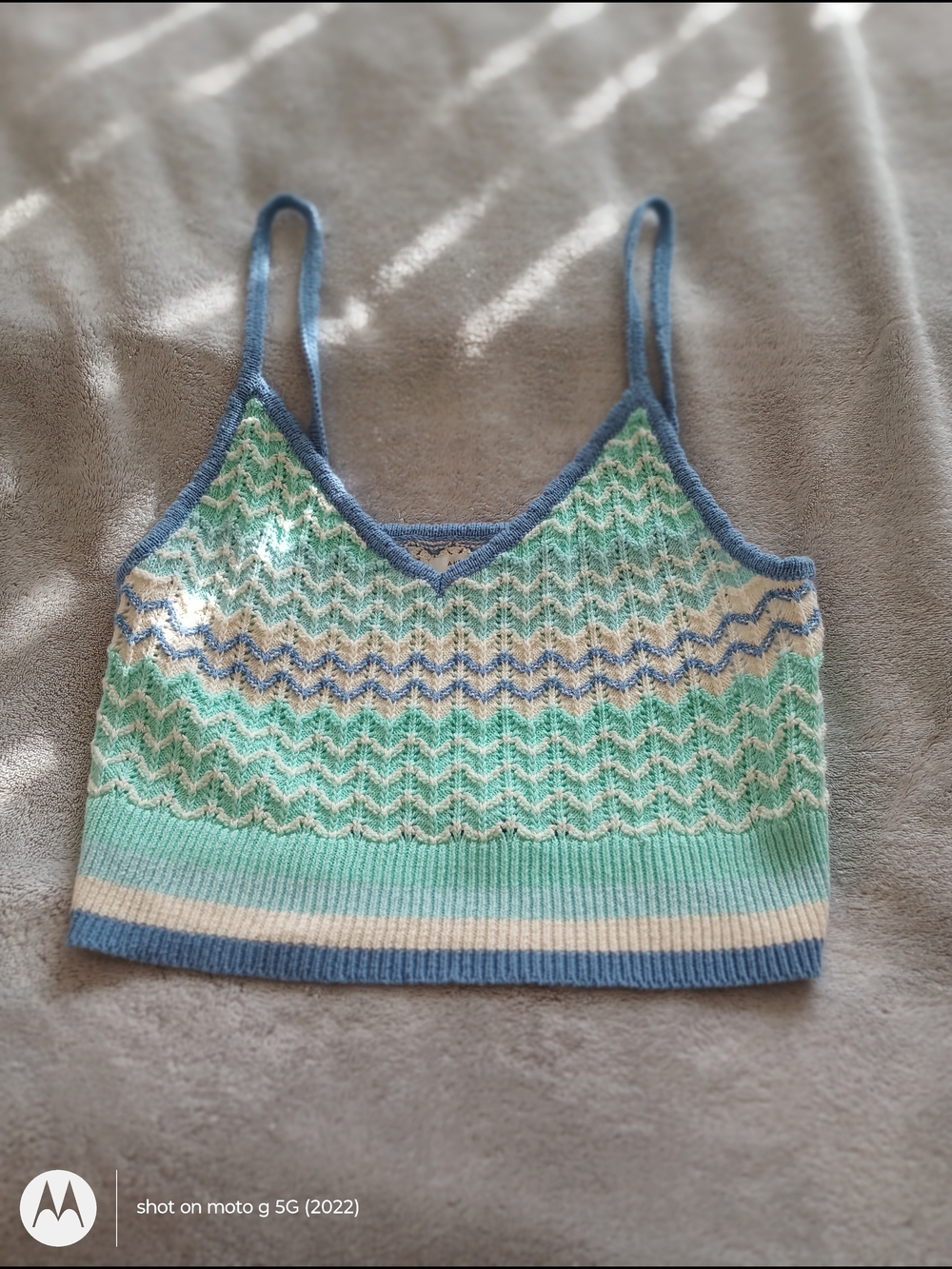 American Eagle Blue & Mint Knit  Cropped Tank Top Size L - Picture 5 of 8